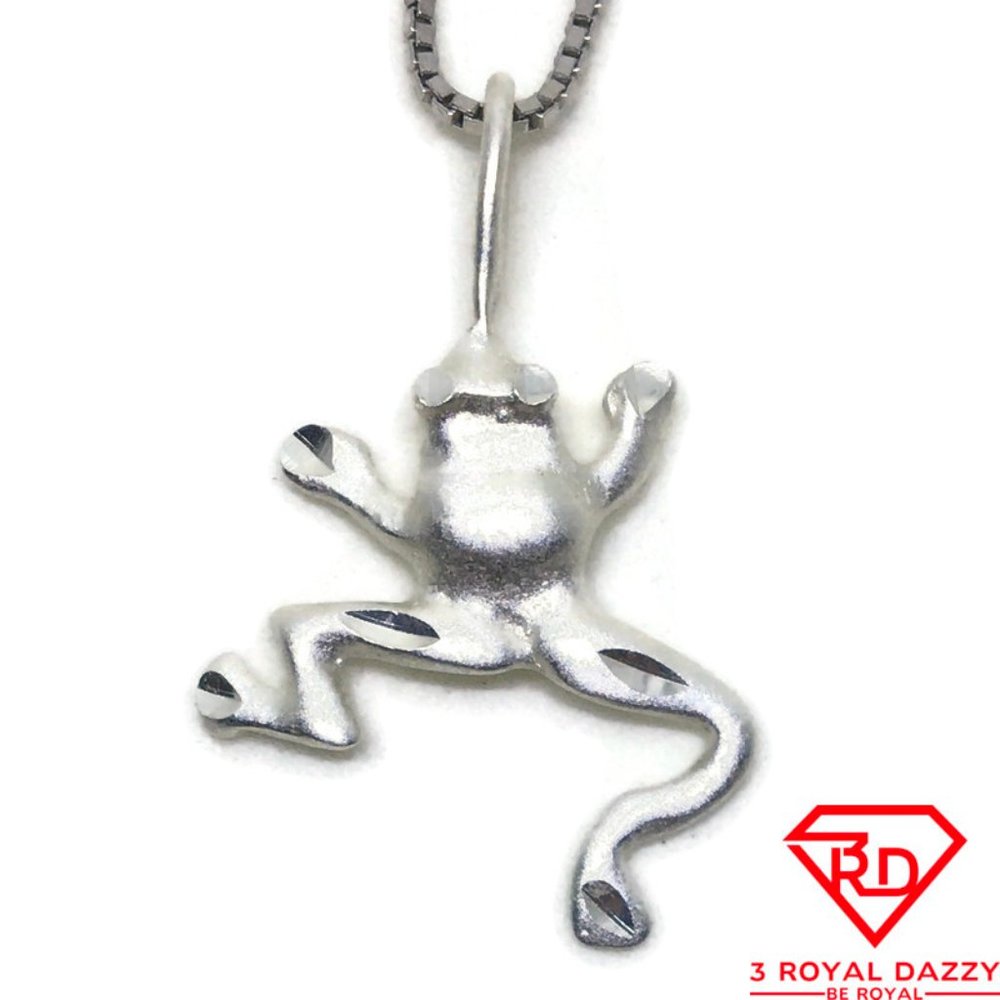 Toad Frog Charm 3D Pendant 925 Sterling Silver